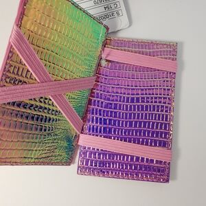 Holographic Card Holder with Pink Elastic